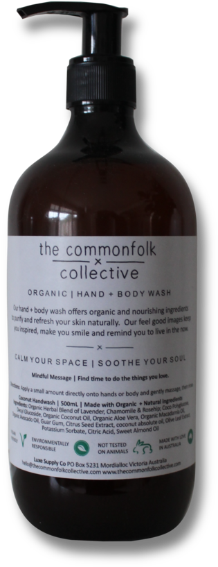The Commonfolk Collective Organic Hand Body Wash - Glass Bottle (597x1024), Png Download