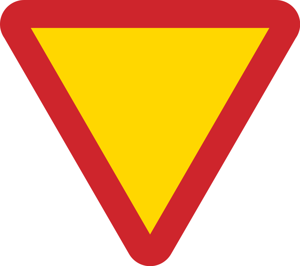 Open - Yield Right Away Sign (1000x887), Png Download