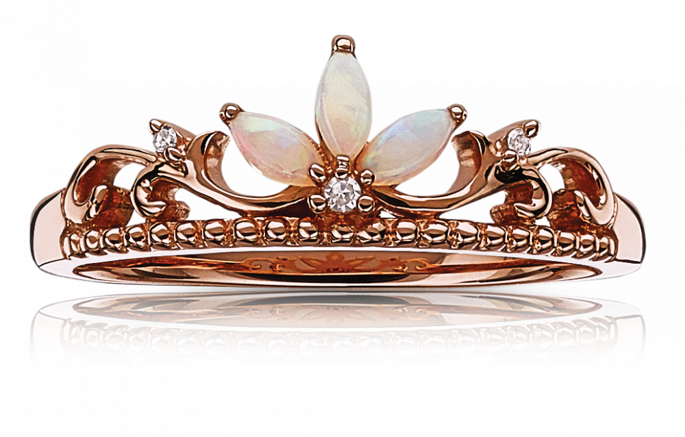 Opal & Diamond Princess Crown Tiara Ring - Tiara (1000x638), Png Download
