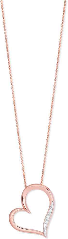 06tdw Diamond Heart Angled Slider Pendant Chain (1000x1000), Png Download