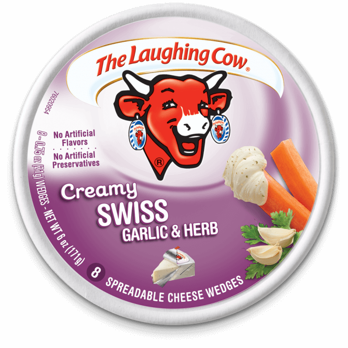 The Laughing Cow Creamy Swiss Garlic And Herb Cheese - Laughing Cow Cheese Garlic And Herb Nutrition (700x700), Png Download