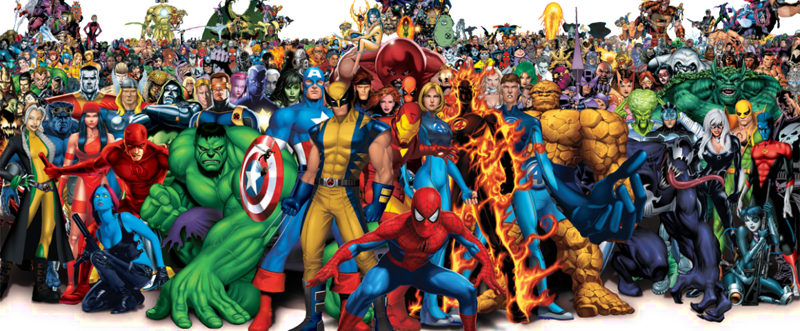 The Marvel Universe-1160x480 - Tous Les Super Héros Marvel (1160x480), Png Download