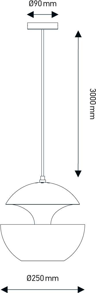 25cm Diameter Aluminium Globe Pendant In Black & White - Diagram (1366x1025), Png Download