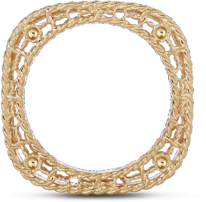 Princess Yellow Gold Square Floral Ring With Diamonds - Bangle (600x600), Png Download