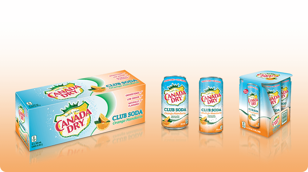 Canada Dry Orange Mandarin Club Soda Products In A - Canada Dry Club Soda Flavours (1002x560), Png Download