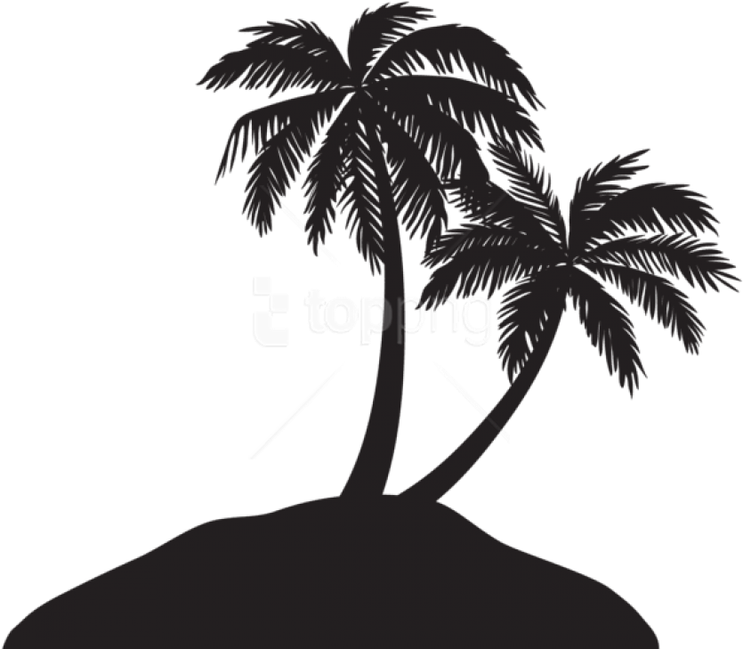Free Png Island With Palm Trees Silhouette Png - Transparent Palm Tree Silhouette Png (850x733), Png Download