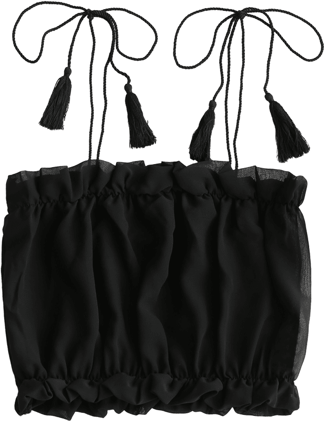 Dropshipping Tied Straps Frills Cropped Summer Ladies - Handbag (700x931), Png Download