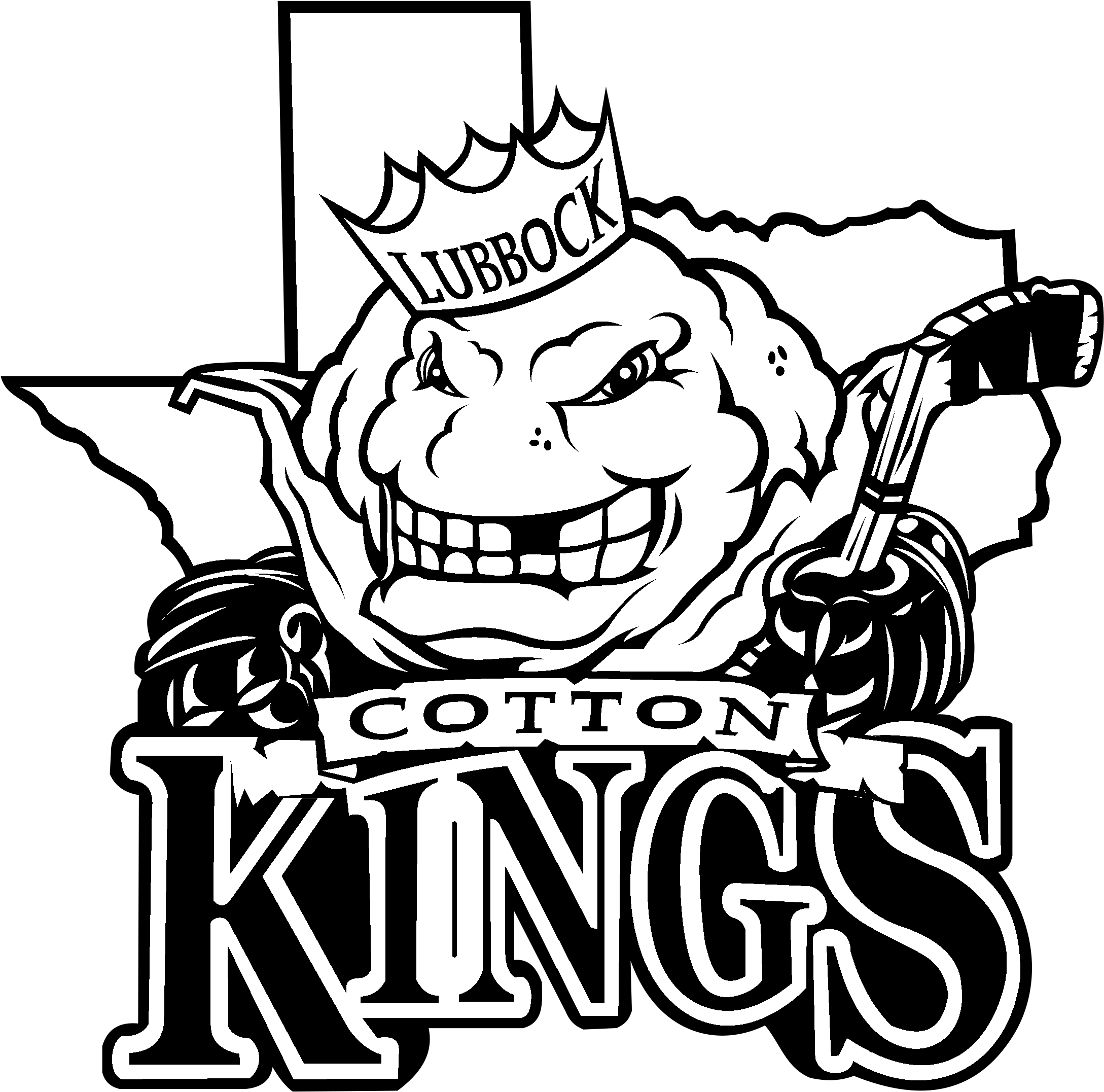 Lubbock Cotton Kings Logo Black And White - Lubbock Cotton Kings (2400x2400), Png Download