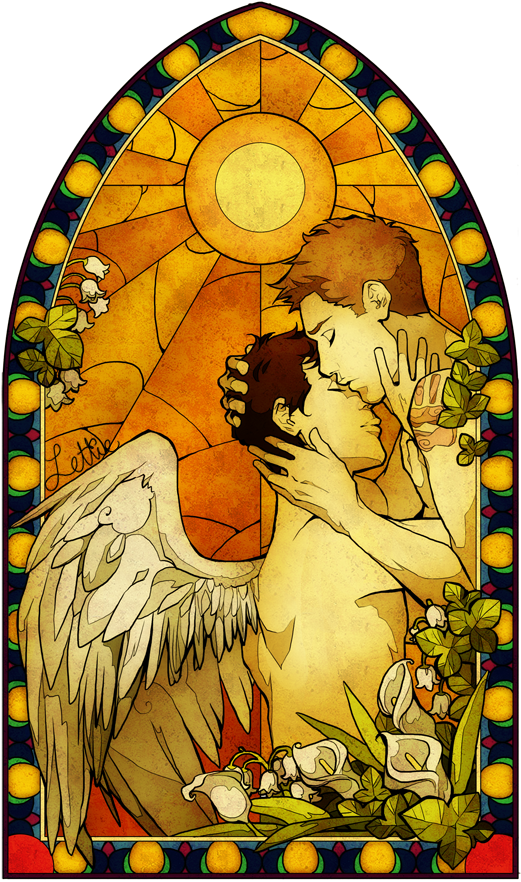Supernatural Dean Winchester Castiel Destiel Deancas - Stained Glass (550x884), Png Download
