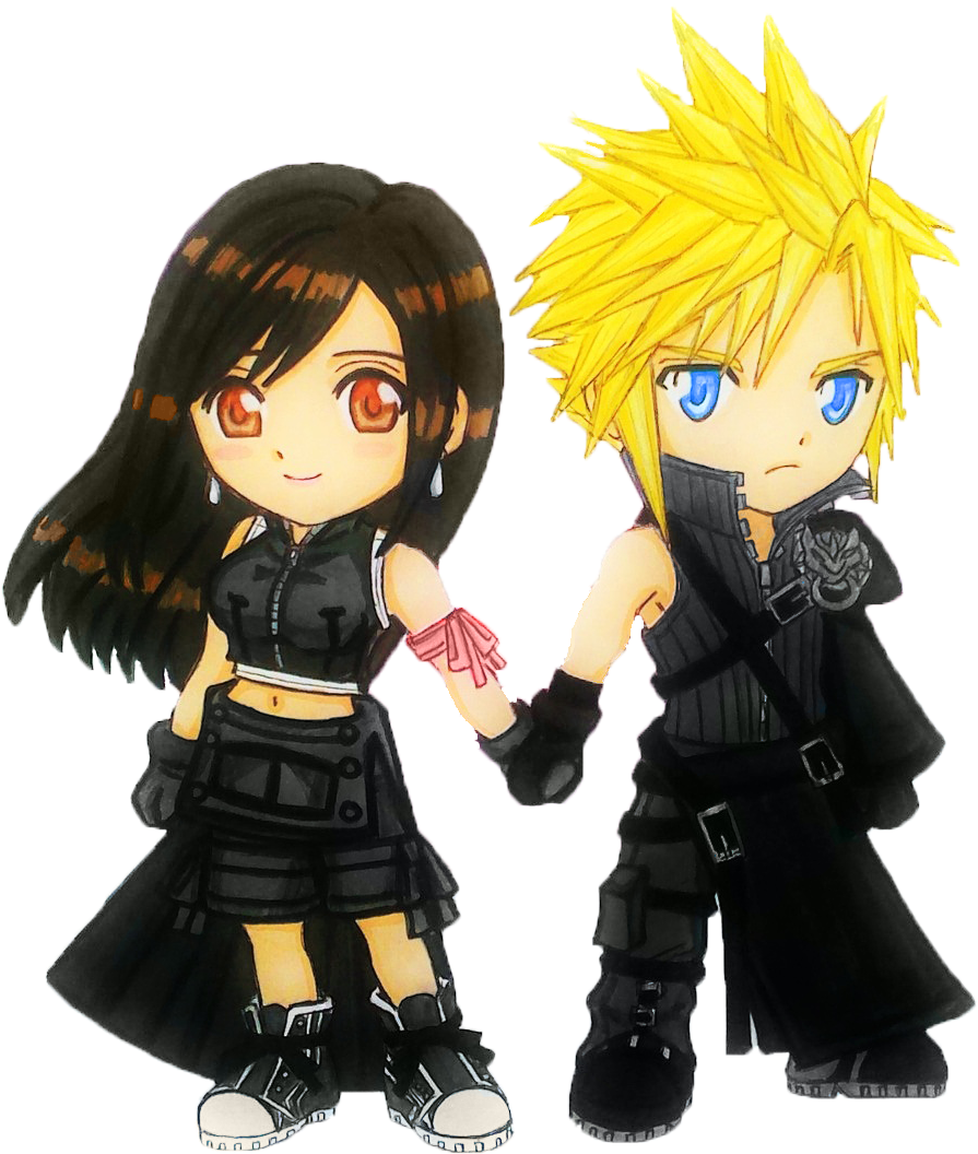 Png Image With Transparent Background - Tifa And Cloud Chibi (1024x1365), Png Download