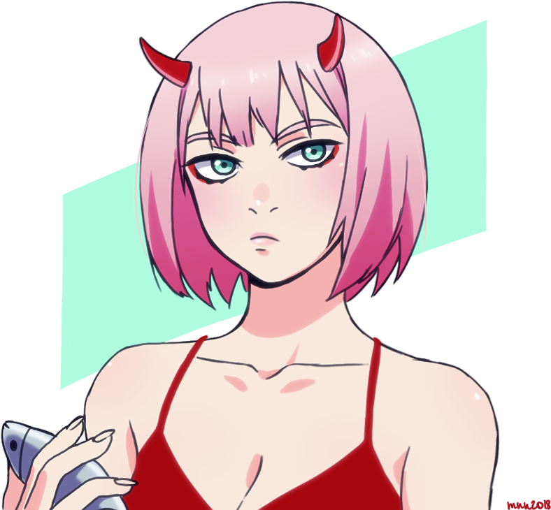 I've Been Thinking A Lot About Zero Two With A Bob - Cartoon (800x752), Png Download