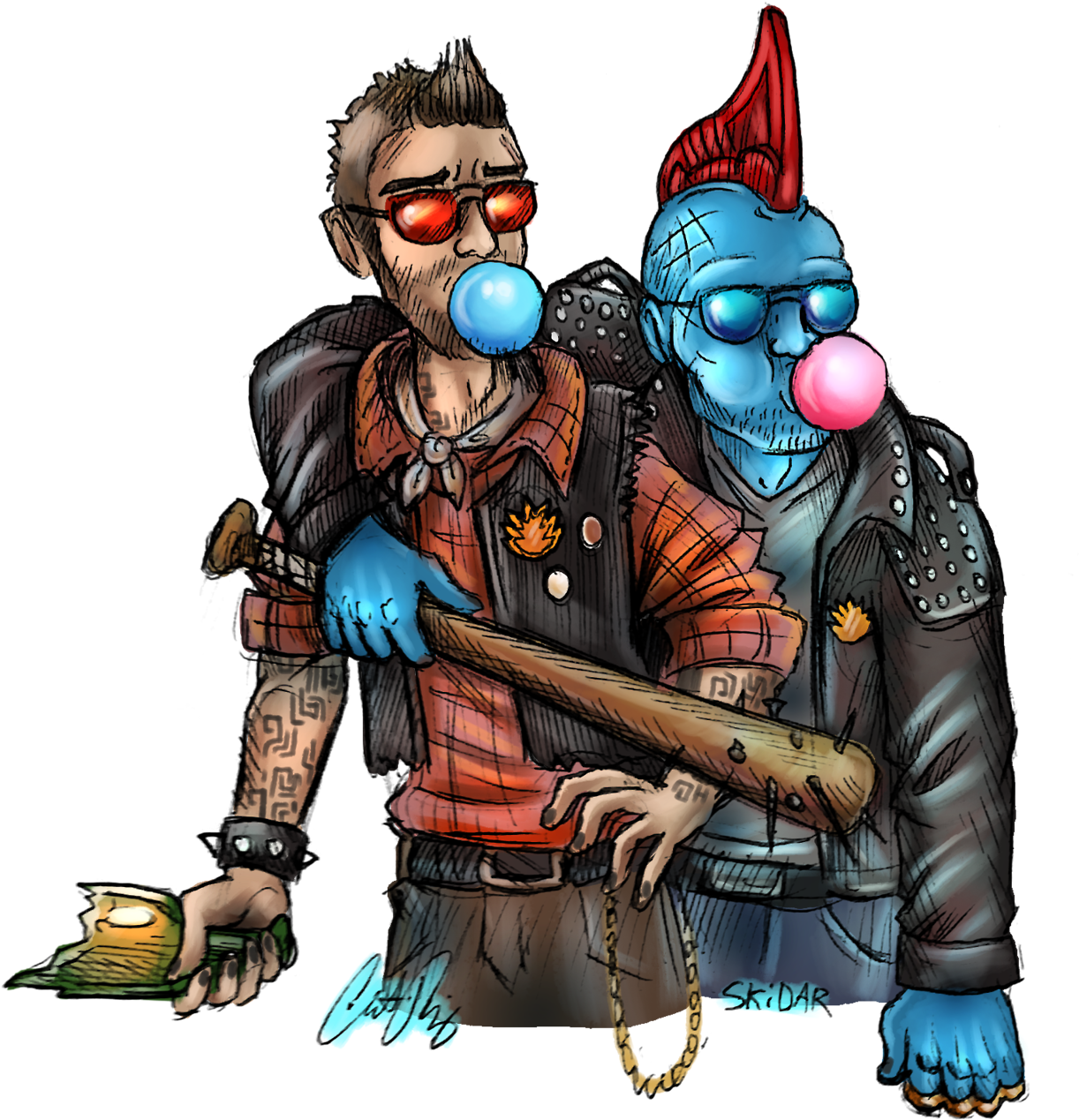 “ Bubble Punks I Sketched This At Work Today, Had To - Cartoon (1280x1393), Png Download