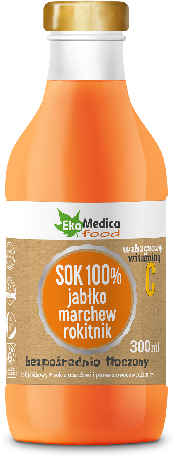 Carrot Rokitnik Apple Juice 350ml - Bottle (831x1636), Png Download