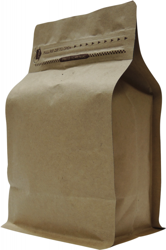 250g Box Bottom Bag With Zip And Valve, Natural Kraft - Bag (800x800), Png Download