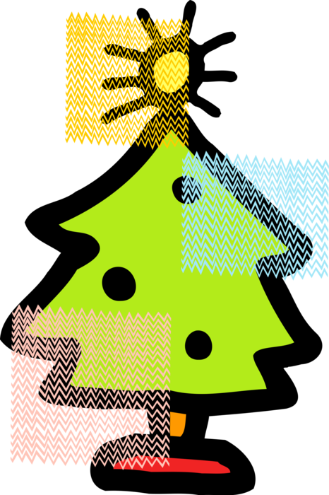 Vector Illustration Of Evergreen Christmas Tree With (466x700), Png Download