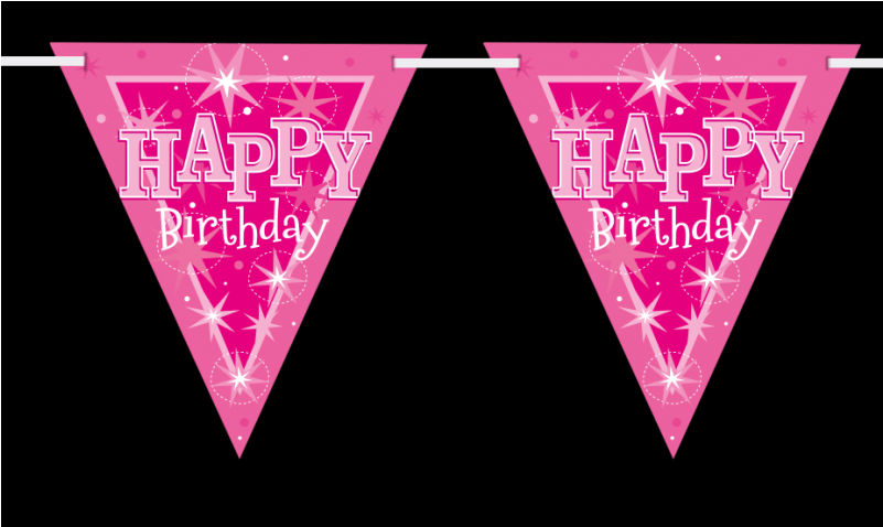 Party Decoration For Girls Hot Pink Happy Birthday - Triangle (800x600), Png Download