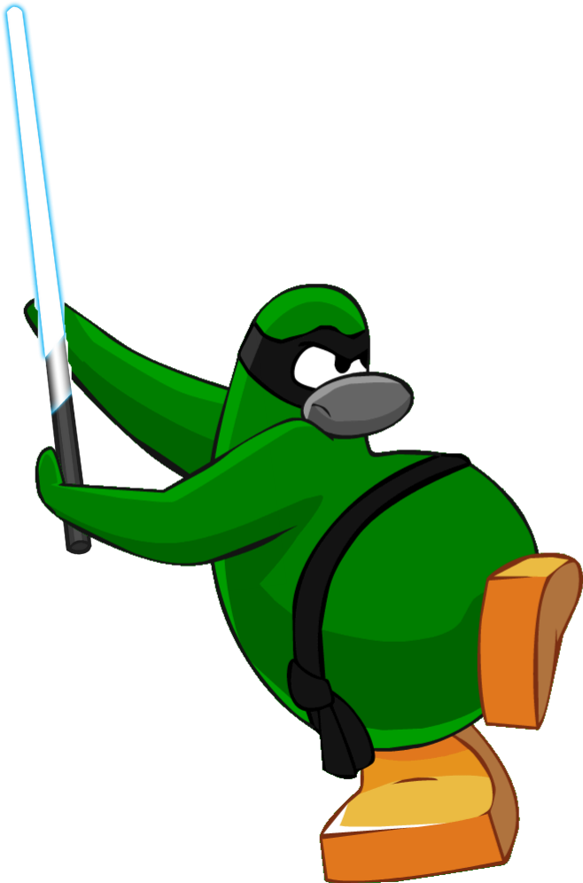 Green Ninja Lightsaber - Ninja Penguin Green (830x1140), Png Download