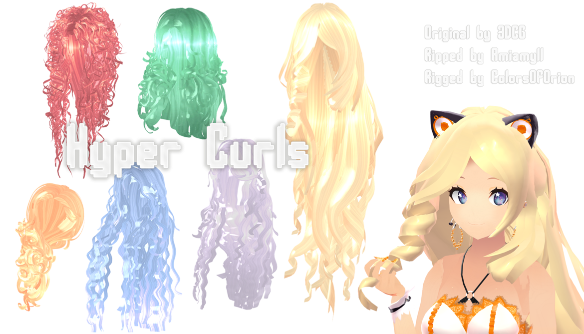 Picture Royalty Free Library Mmd Parts Hyper Curls - Mmd Curly Long Hair Dl (1191x670), Png Download