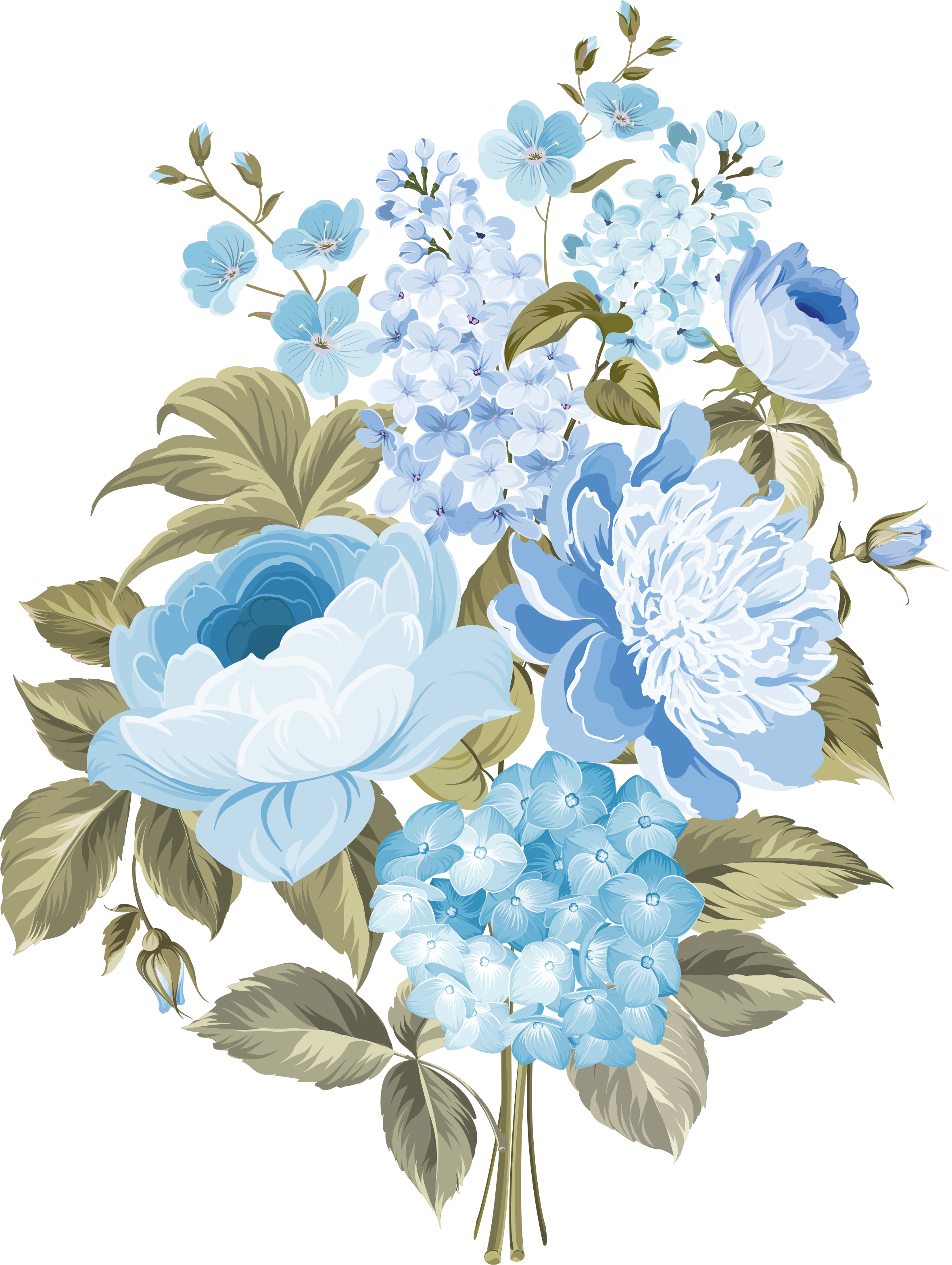 Flower Blue - Blue And White Flowers Png (2360x3136), Png Download