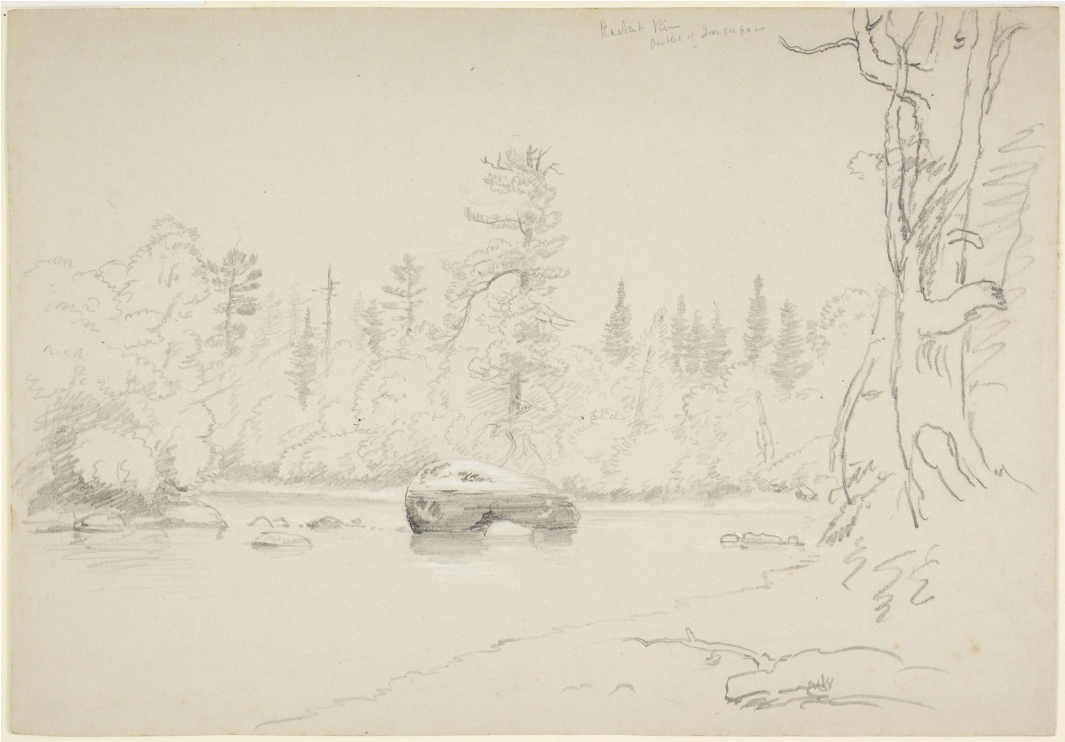 "raquette River," Thomas Cole, Graphite Heightened - Sketch (1920x1080), Png Download