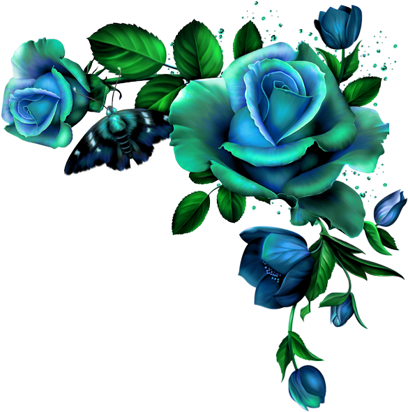 0 D5aec B96f6af3 Orig - Blue Rose Flower Borders (595x600), Png Download