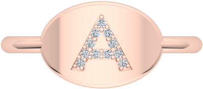 Oval Initial Signet Ring - Ring (600x600), Png Download