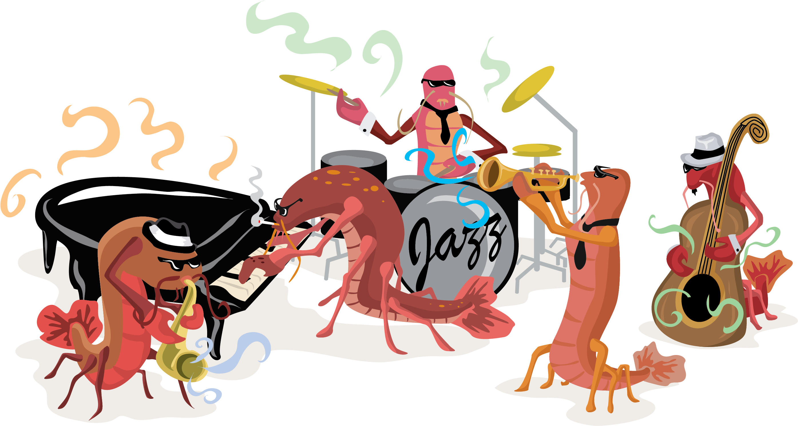 Crawfish Band Free Vector Clip Art - Clip Art (2961x1650), Png Download