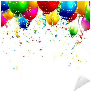 Colorful Birthday Balloons And Confetti - Birthday Balloon Border Vertical (400x400), Png Download