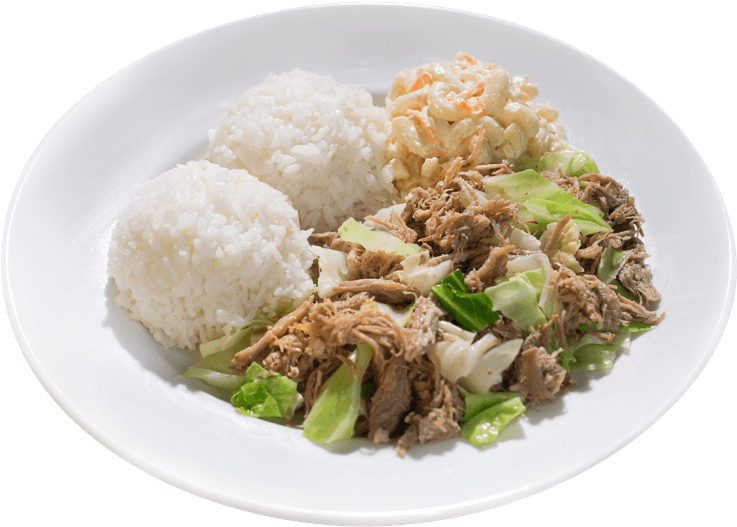 Kalua Pork And Cabbage With Two Scoops Of Rice, And - L&l Hawaiian Barbecue (800x620), Png Download