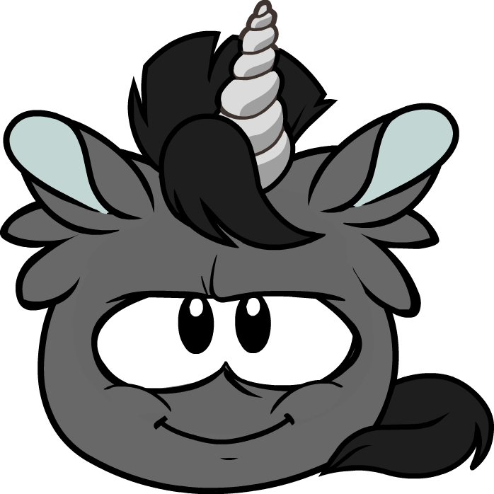 Black Unicorn Puffle Sprite - Black Club Penguin Puffles (698x698), Png Download