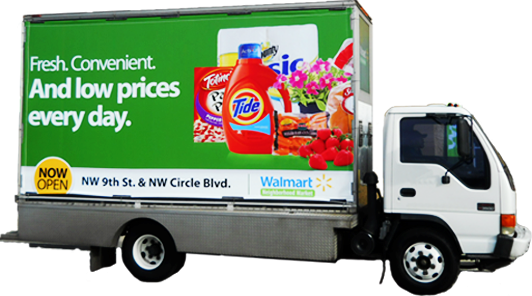 M3g Slide Truck - Mobile Billboard Truck Sizes (532x296), Png Download