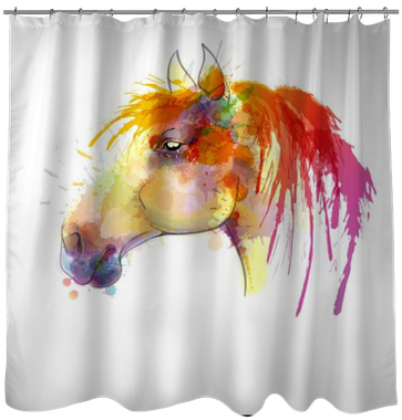 Horse Head Watercolor Painting Shower Curtain • Pixers® - Watercolor Painting (400x400), Png Download