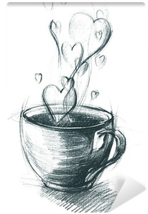 Cup Of Tea With Steam Hearts - Col Cuore In Mano Disegno (400x400), Png Download