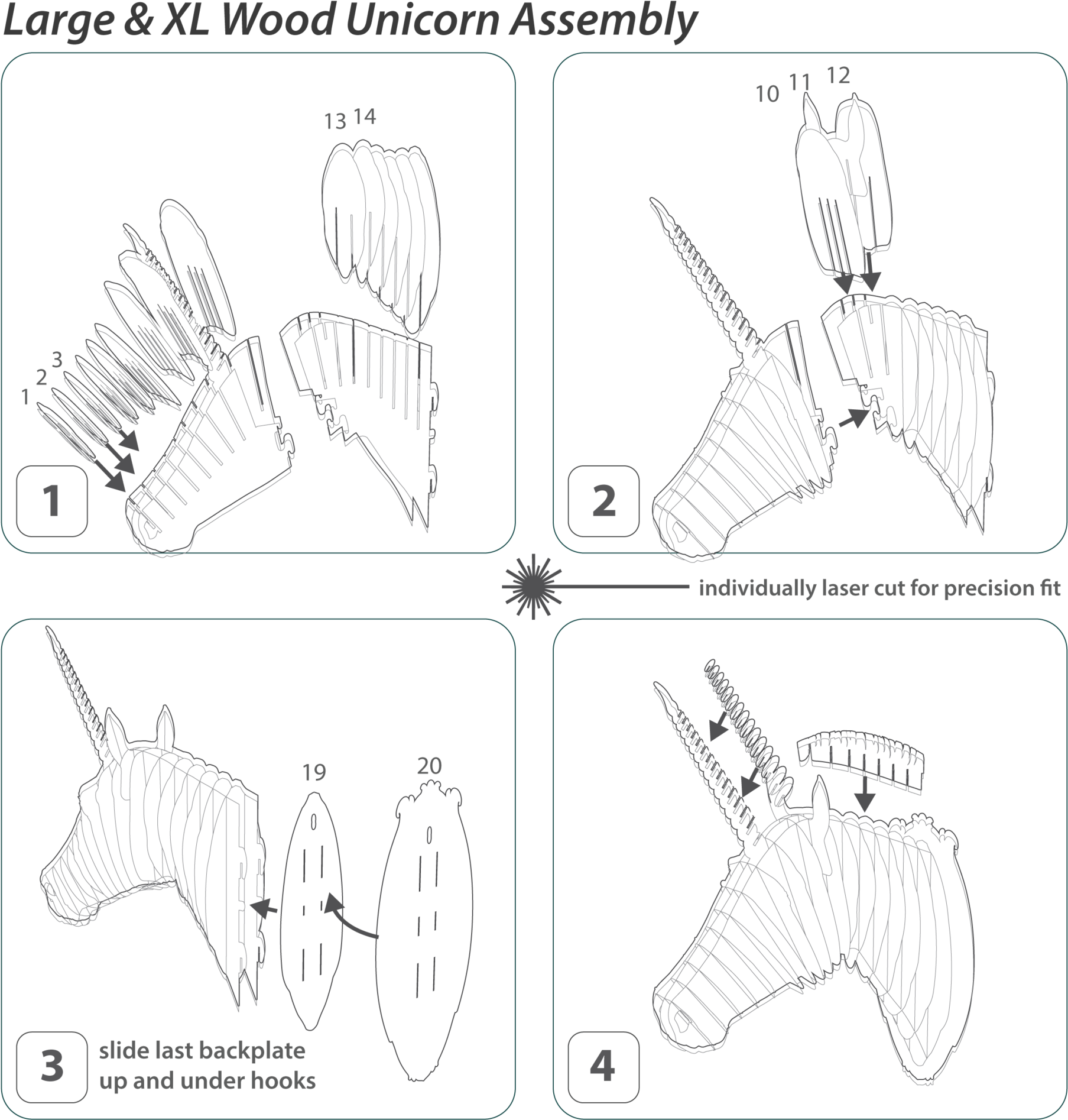 Merlin The Bamboo Unicorn Head Instructions - Unicorn (2048x2048), Png Download