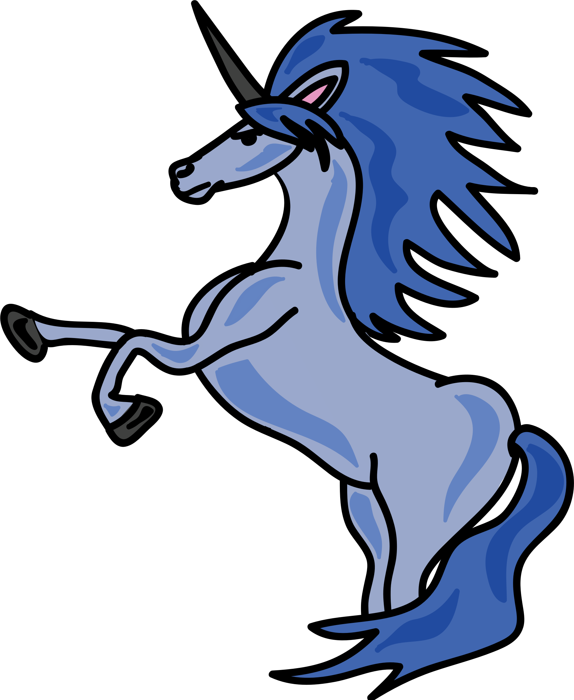 Big Image Png - Black Cartoon Unicorn Png (1873x2286), Png Download
