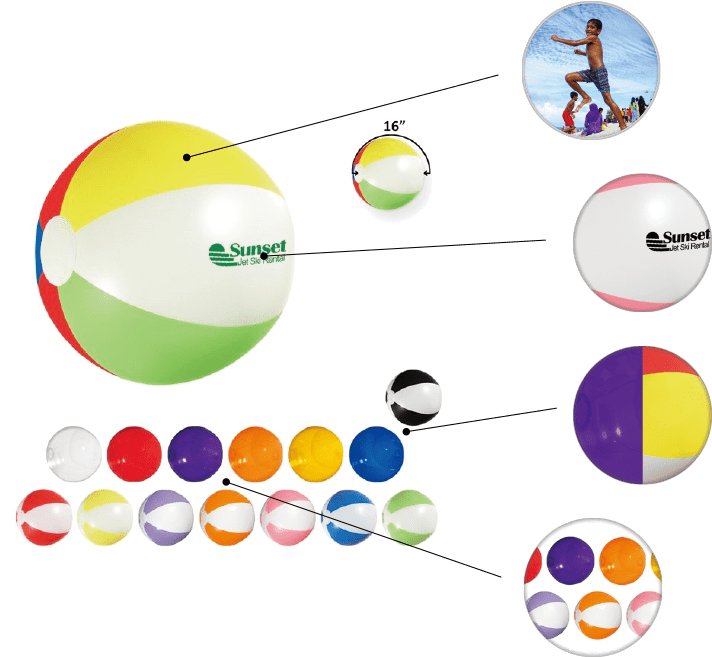 Great For Outdoors Pad Printed Solid Or Paneled 15 - Promotional 16 Advertising Beach Ball (100 Qty (865x663), Png Download