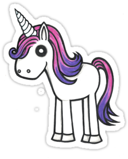 Overly Cute Unicorn Sticker - Magical Creatures Cartoon (375x360), Png Download