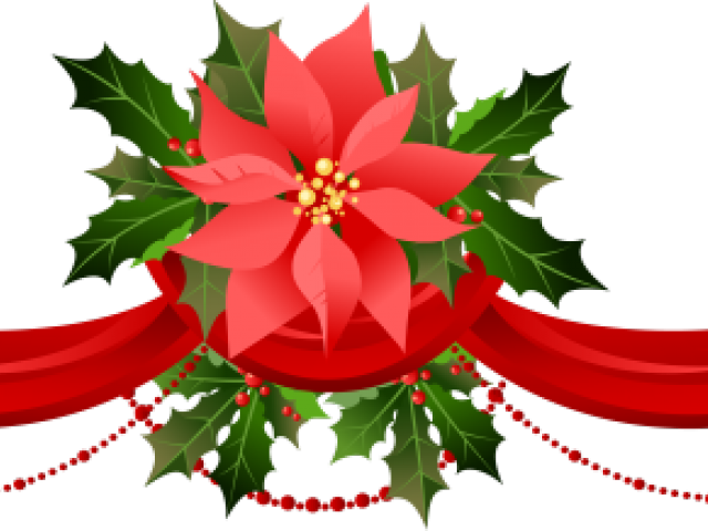 Poinsettia Clipart Borders - Transparent Background Christmas Garland (640x480), Png Download