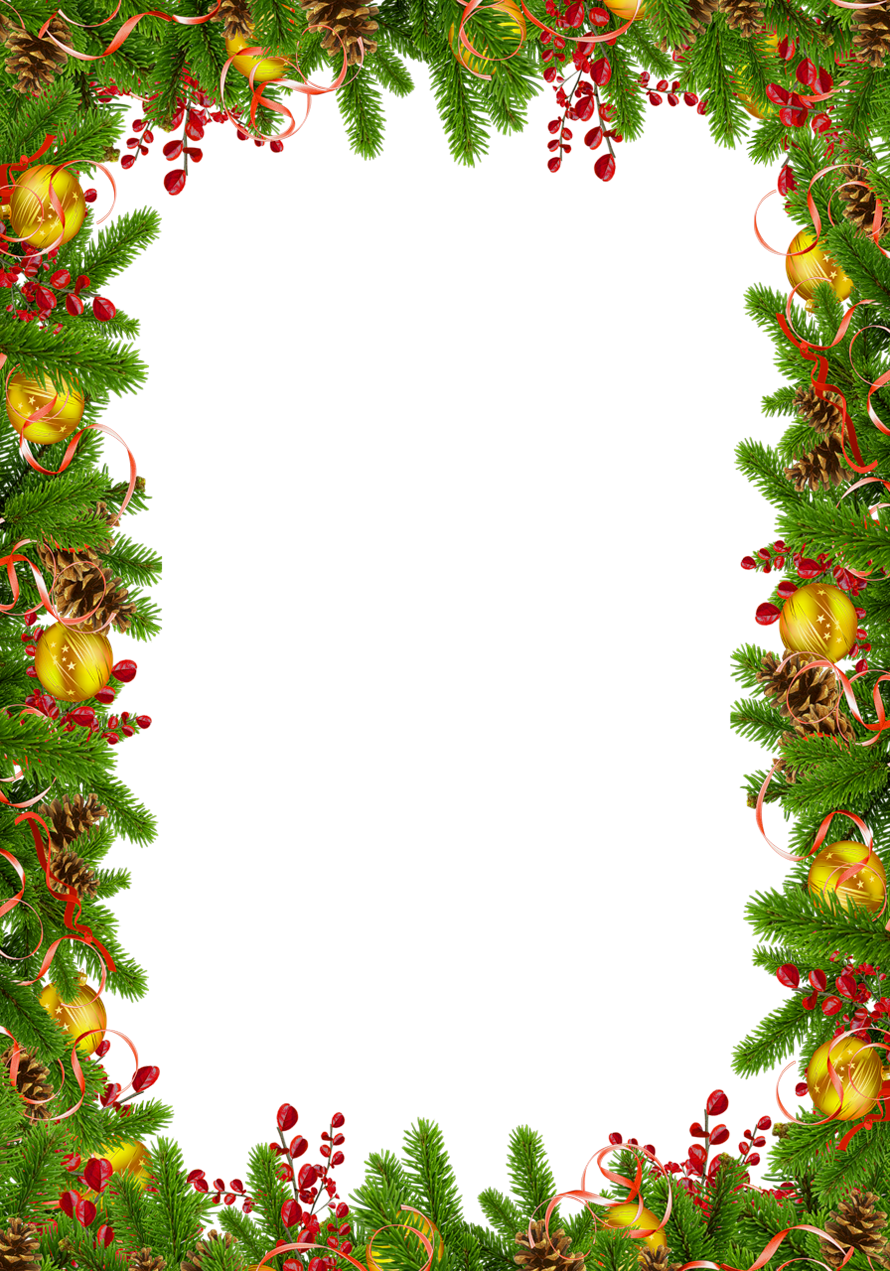 Transparent Christmas Photo Frame With Pine Cones - Диплом Новый Год (890x1271), Png Download