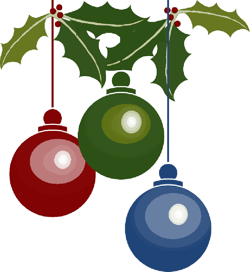 Decorations, Holly, Free, Color, Christmas, Balls, - Holidays Clip Art (800x869), Png Download