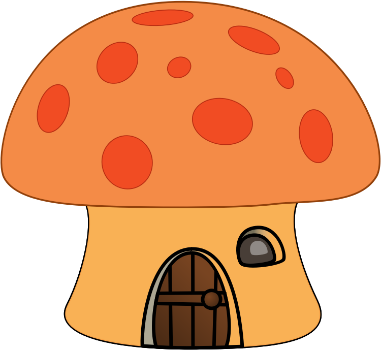 Orange Mushroom House - Los Hongos De Los Pitufos (800x800), Png Download