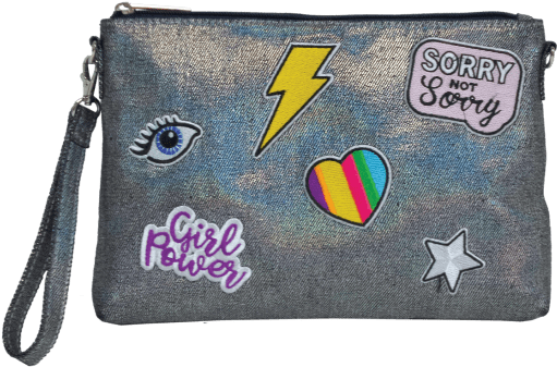Picture Of Metallic Denim Clutch Bag - Transparent Background Pencil Case Png (550x550), Png Download