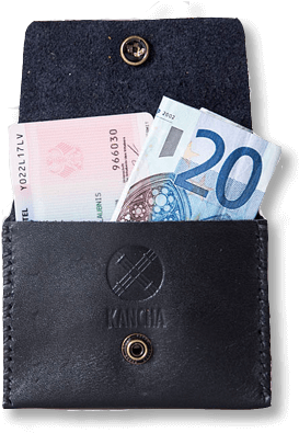Wallet Purse Origami Miniature Black Leather Kyrgyzstan - Leather (500x407), Png Download