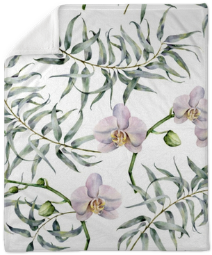 Watercolor Tropic Pattern With Eucalyptus And White - Pattern Of Leaf Branches And Ocher Roses Backpack By (400x400), Png Download