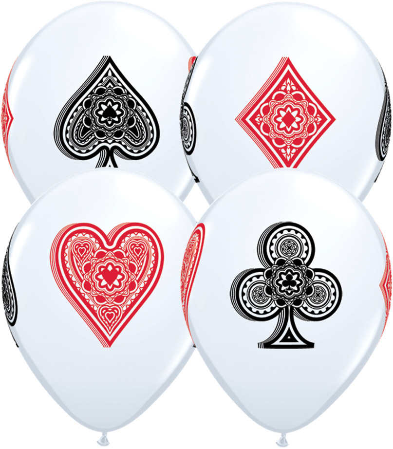 11" Card Suits Casino Latex Balloons - Card Suits Balloons - 11 Inch Balloons 25pcs (807x922), Png Download