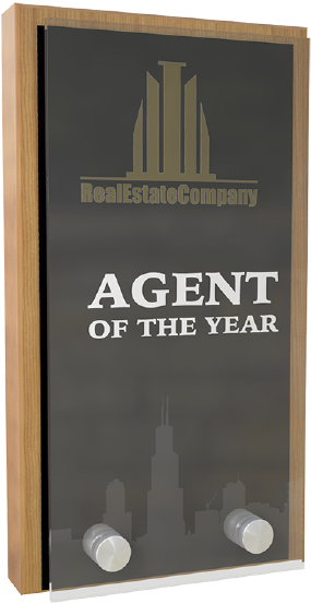 Real Oak Award With Metal Face Plate And Acrylic Front - Employee Of The Year Award (600x600), Png Download
