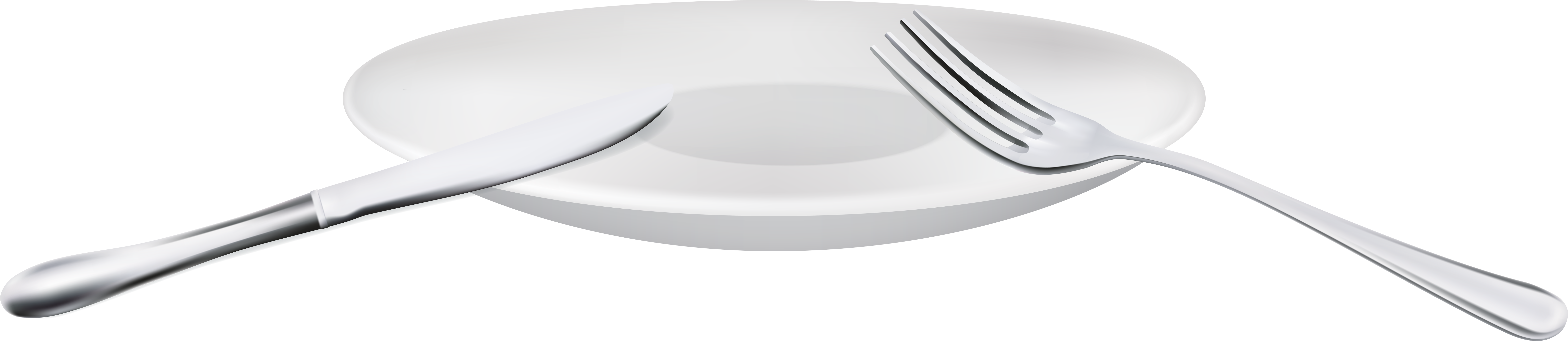 Fork Spoon And Plate Png Clipart - Ceramic (8000x1793), Png Download