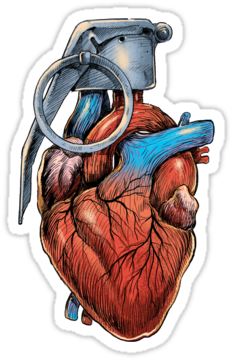 Collection Of Free Grenade Drawing Human Heart Download - Heart Grenade Tattoo (375x360), Png Download