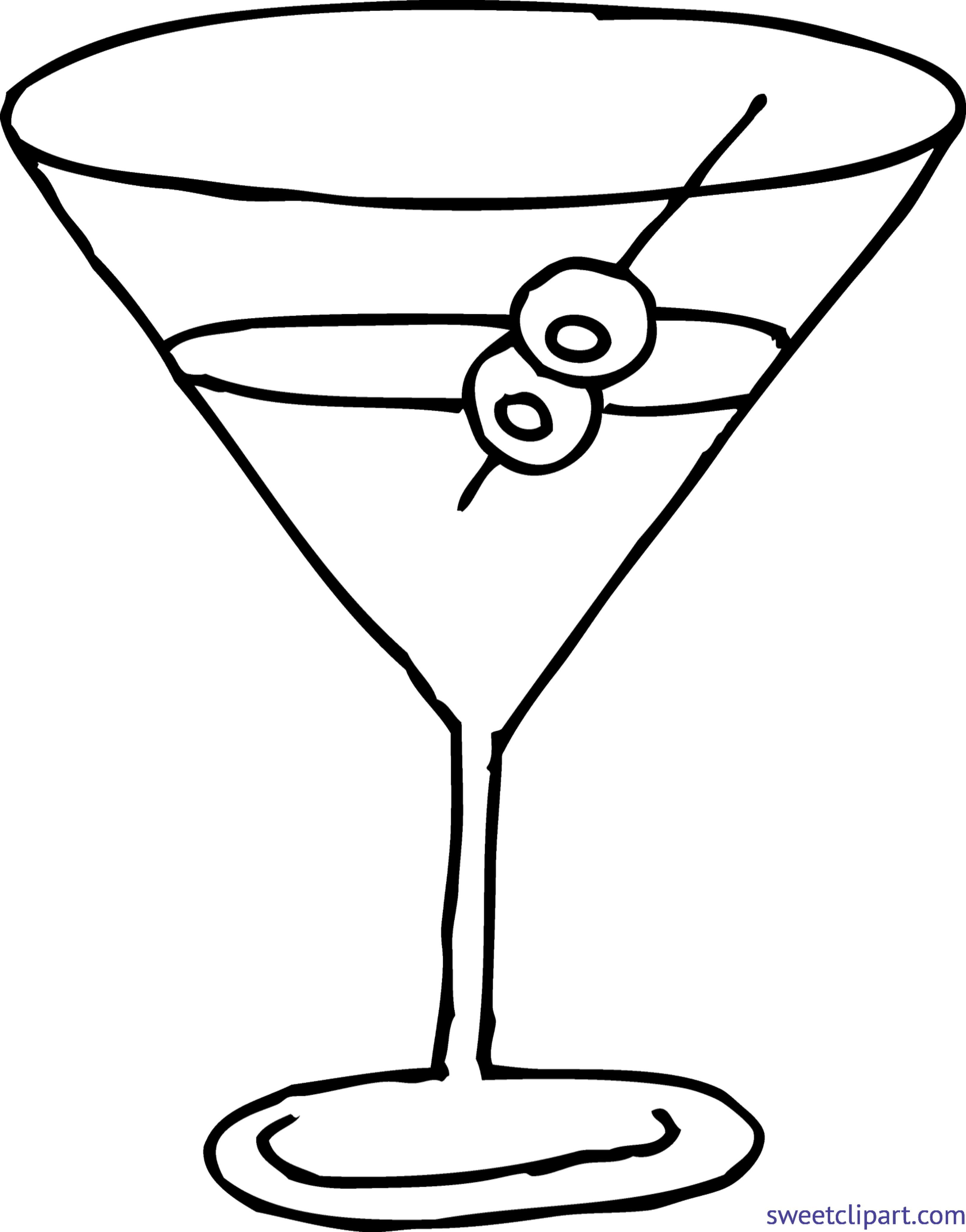 Clip Royalty Free Download Martini Glass Coloring Page - Clip Art (3253x4149), Png Download