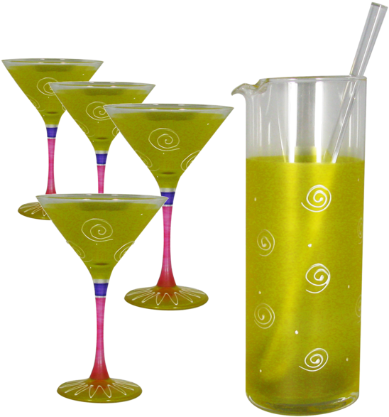 Peruvian Splendor Yellow Martini Bundle - Golden Hill Studio Martini Glasses Hand Painted Rl (600x600), Png Download